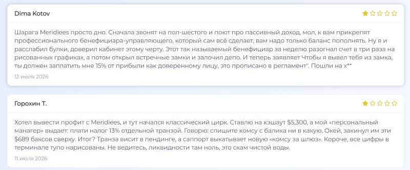 Meridiees — очередной мошенник, который пользуется липовым софтом для имитации трейдинга Meridiees — очередной мошенник, который пользуется липовым софтом для имитации трейдинга