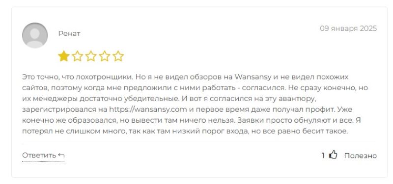 Wansansy – брокерская кухня, которая не выводит деньги